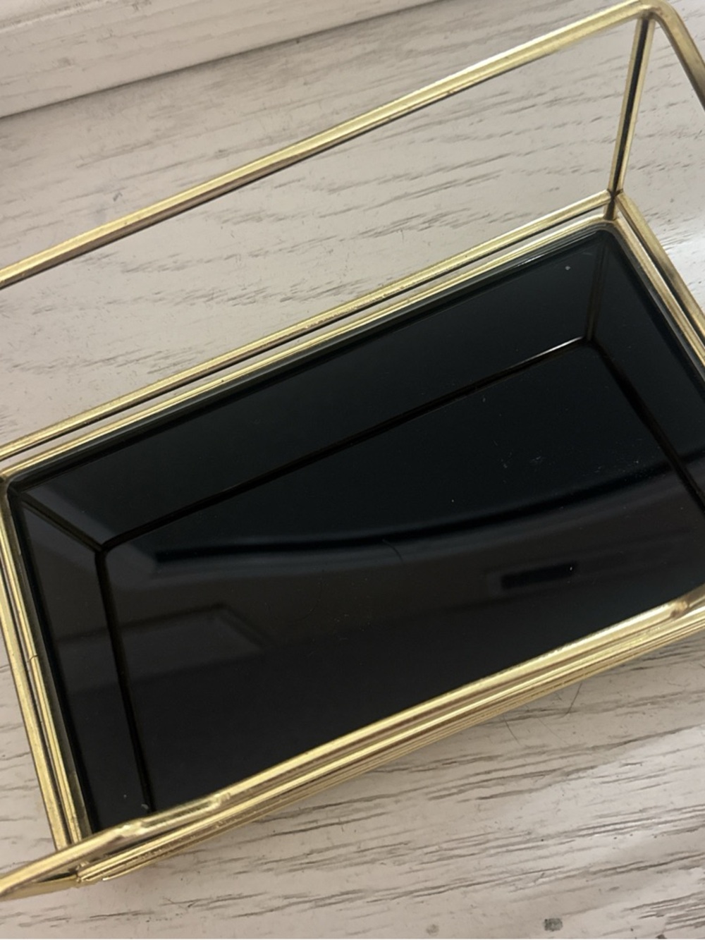 Black Glass & Gold Metal Decorative Tray